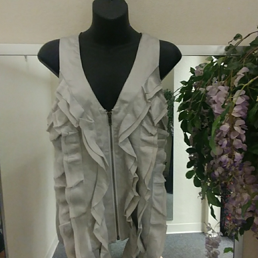 LaRok Sexy Sleeveless Zip up Silk Top